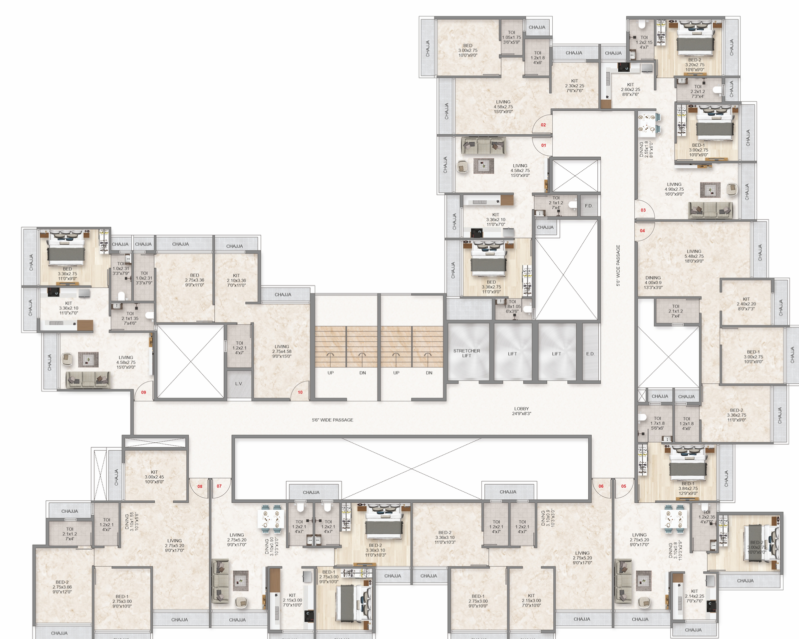 ami Jimmy Park Nerul 2 BHK Unit Floor Plan