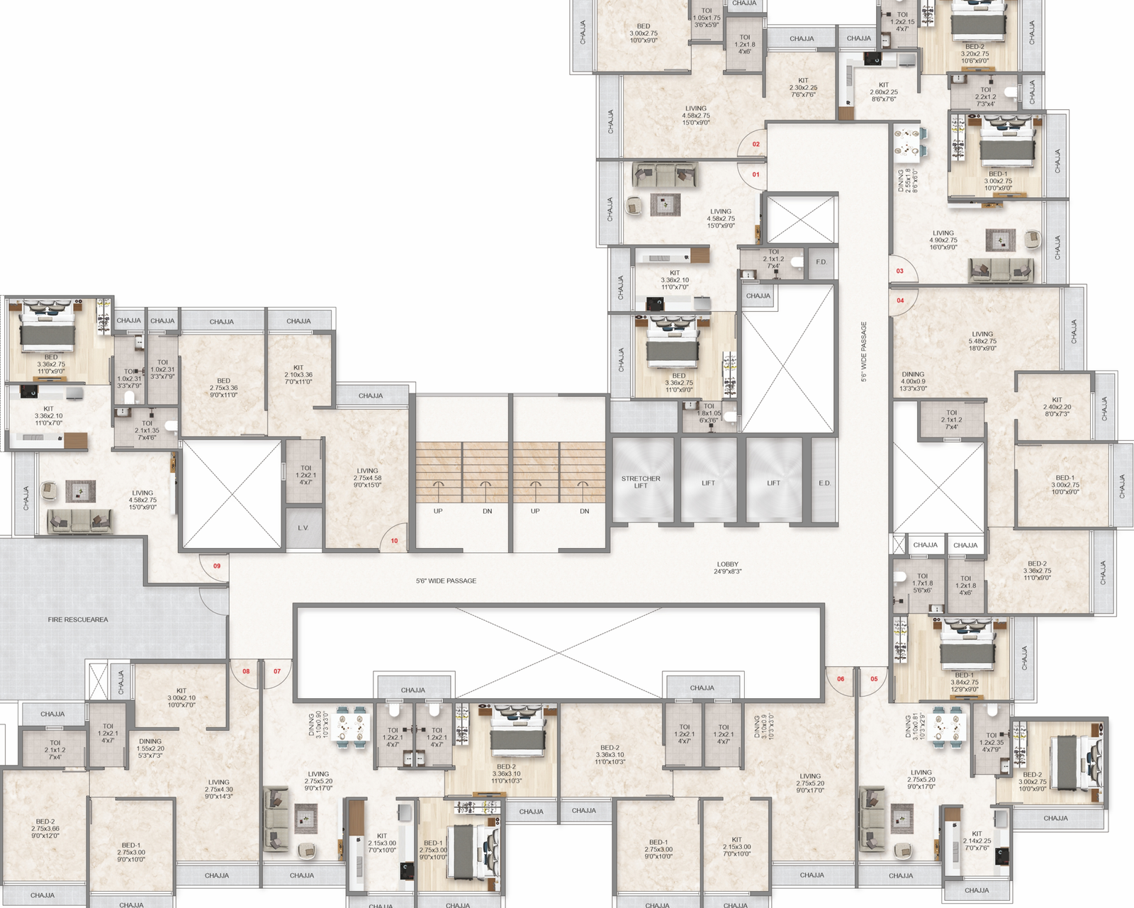 ami Jimmy Park Nerul 3 BHK Unit Floor Plan